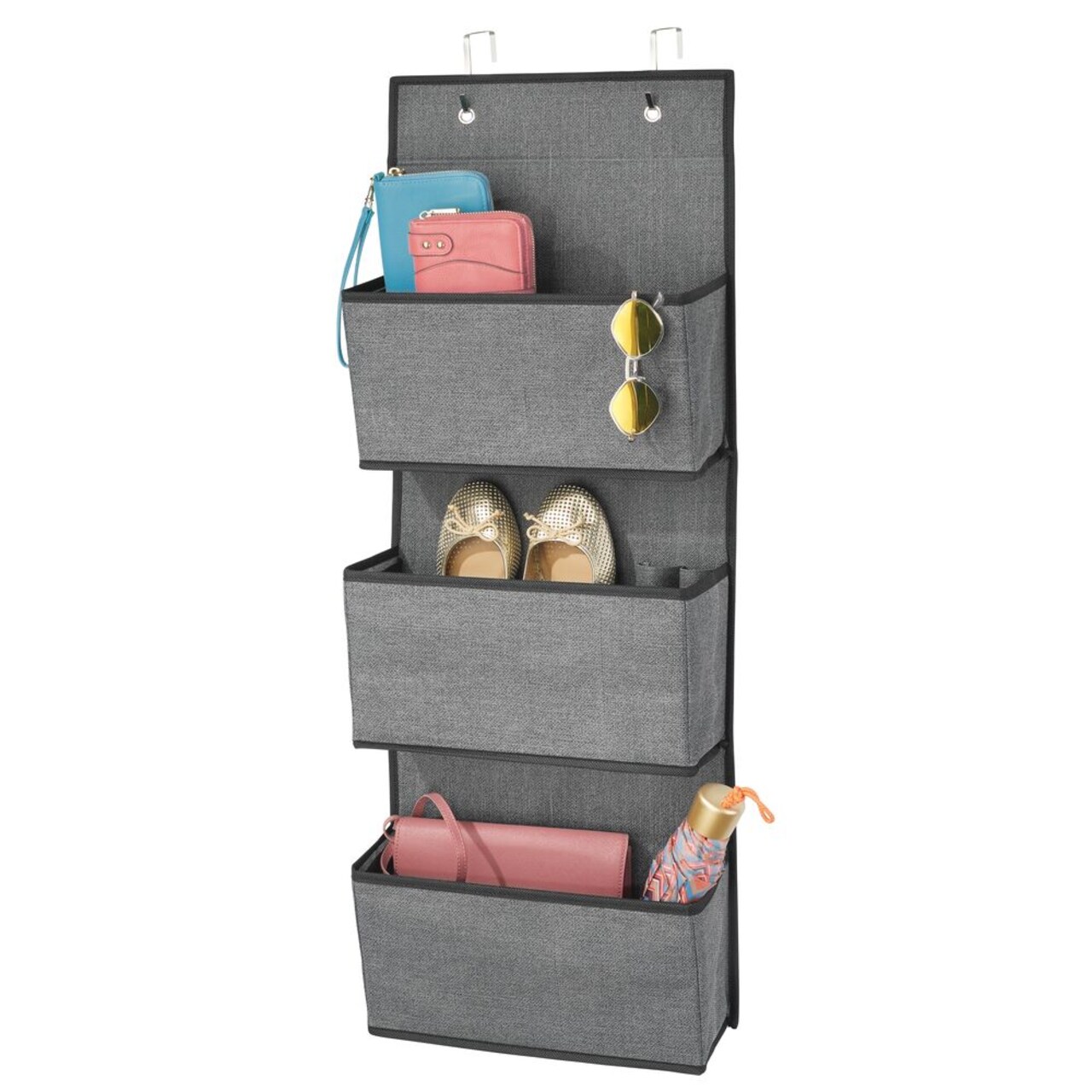 mDesign Fabric Over Door Hanging Storage Organizer - 3 Pockets